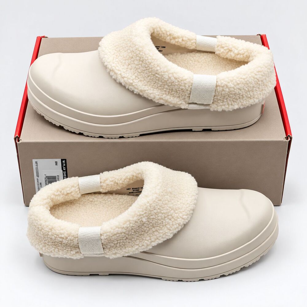 Hunter Play Sherpa Insulated Clogs Womens 9 Cream Rubber Slip On WFF1000RSP